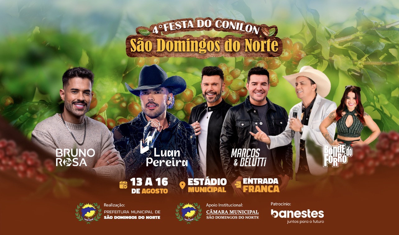 É neste fim de semana: São Domingos do Norte recebe 4ª Festa do Café Conilon com grandes atrações nacionais